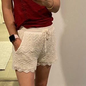 Cream lace shorts